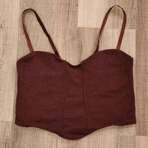 ISLA Movement Soho Corset Crop Top Womens Medium Rust Built-In Bra Made USA NWT